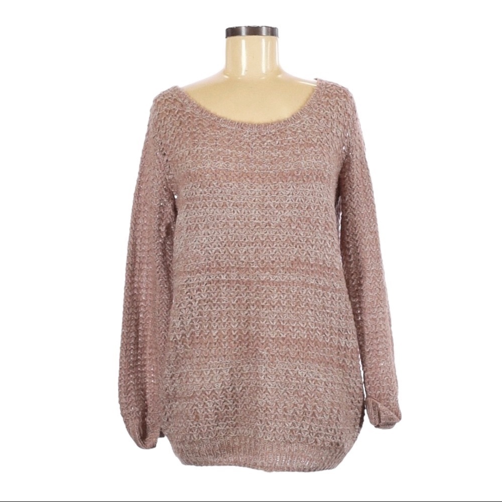 🌺 Sun & Shadow Mauve Wool Blend Cozy Loose Knit Pullover Sweater Size M